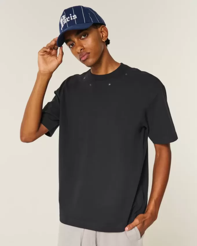 Boxy Heavyweight Star Embellished Crew T-Shirt Boxy Heavyweight Star Embellished Crew T-Shirt
