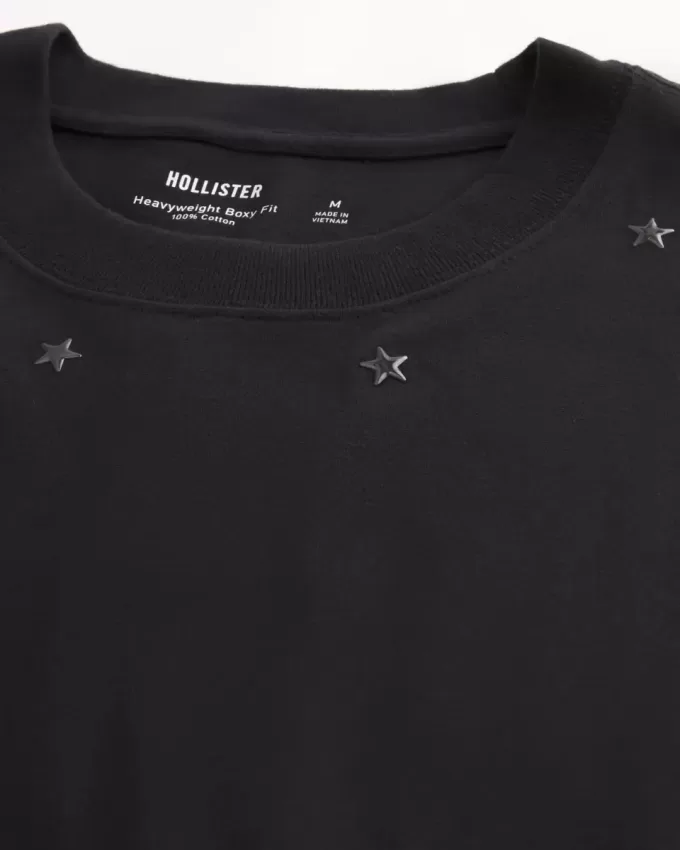 Boxy Heavyweight Star Embellished Crew T-Shirt Boxy Heavyweight Star Embellished Crew T-Shirt