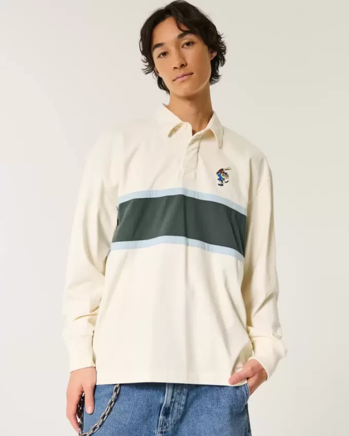 Boxy Heavyweight Tasmanian Devil Graphic Rugby Polo