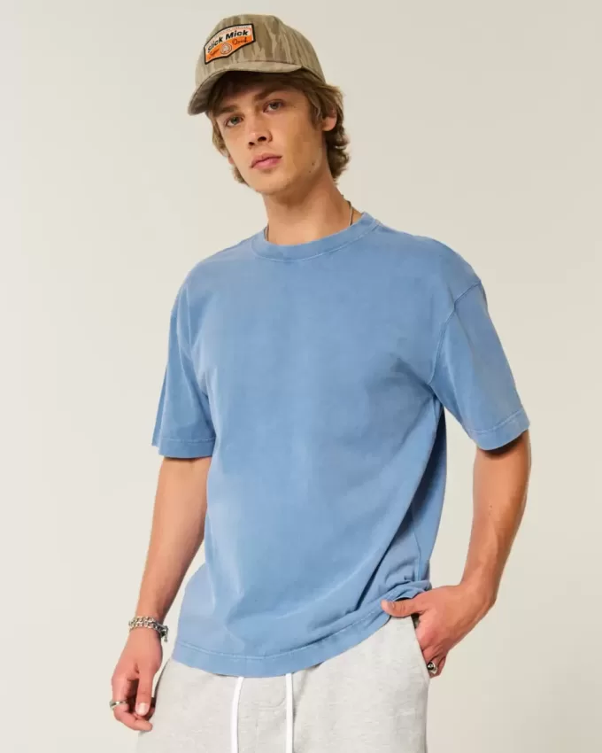 Boxy Heavyweight Washed Cotton Crew T-Shirt