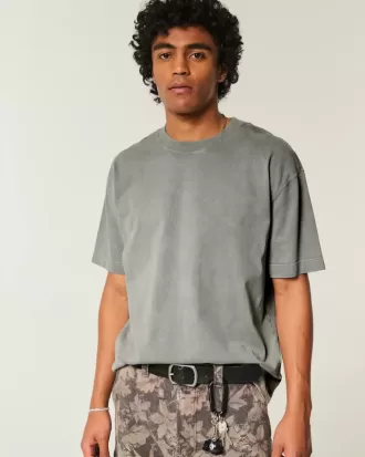 Boxy Heavyweight Washed Cotton Crew T-Shirt
