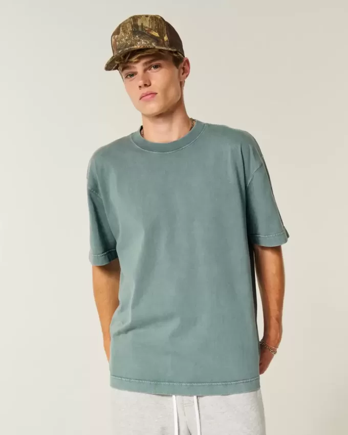 Boxy Heavyweight Washed Cotton Crew T-Shirt Boxy Heavyweight Washed Cotton Crew T-Shirt