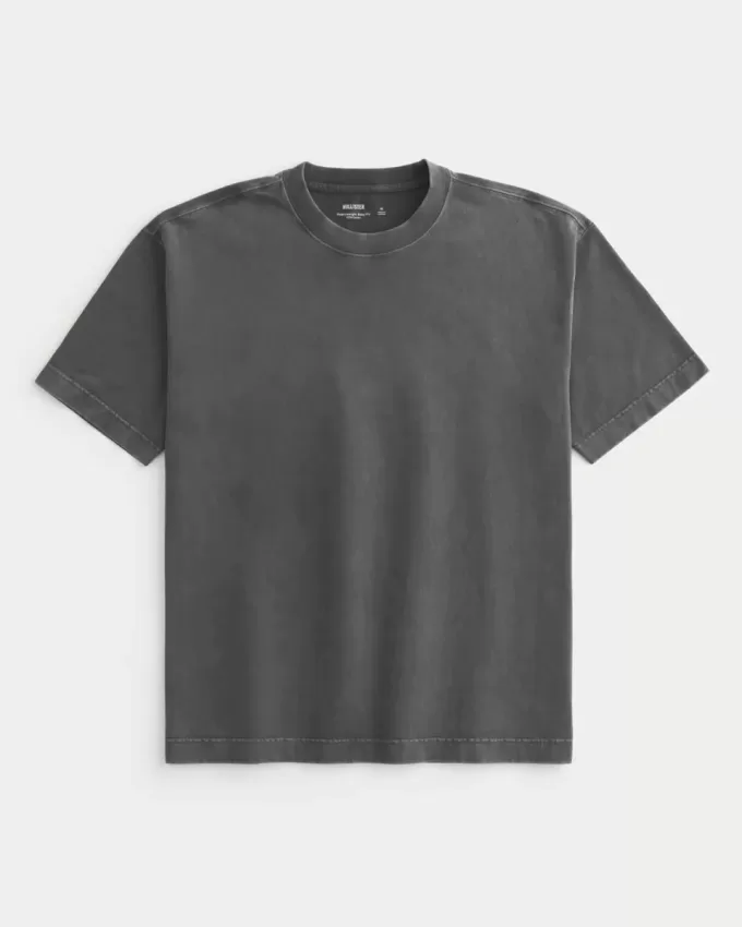 Boxy Heavyweight Washed Cotton Crew T-Shirt