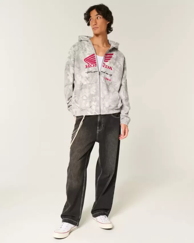 Boxy Honda Racing Graphic Zip-Up Hoodie Boxy Honda Racing Graphic Zip-Up Hoodie