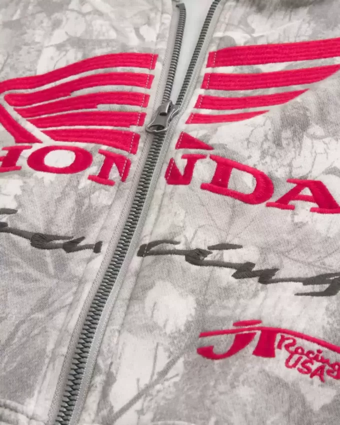 Boxy Honda Racing Graphic Zip-Up Hoodie Boxy Honda Racing Graphic Zip-Up Hoodie