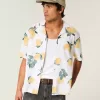 Boxy Linen-Blend Lemon Pattern Shirt Boxy Linen-Blend Lemon Pattern Shirt