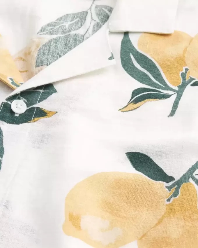 Boxy Linen-Blend Lemon Pattern Shirt Boxy Linen-Blend Lemon Pattern Shirt