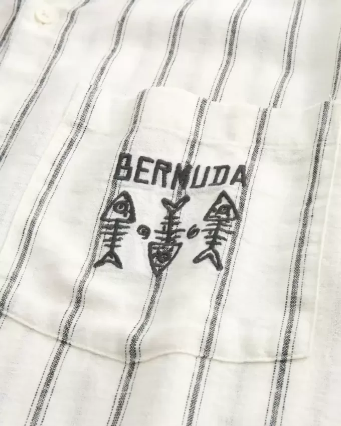 Boxy Linen-Blend Short-Sleeve Bermuda Graphic Shirt Boxy Linen-Blend Short-Sleeve Bermuda Graphic Shirt