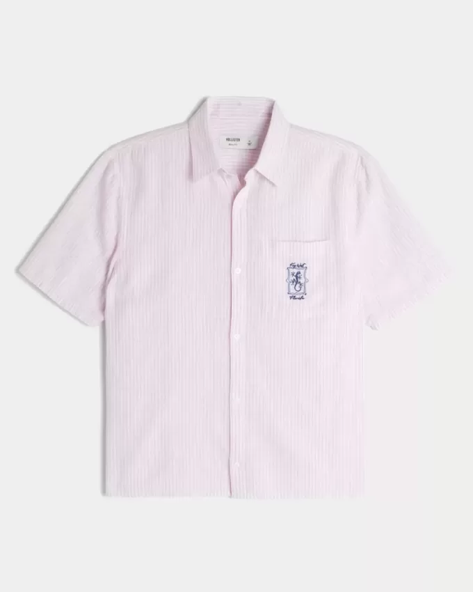 Boxy Linen-Blend Short-Sleeve Key West Graphic Shirt Boxy Linen-Blend Short-Sleeve Key West Graphic Shirt