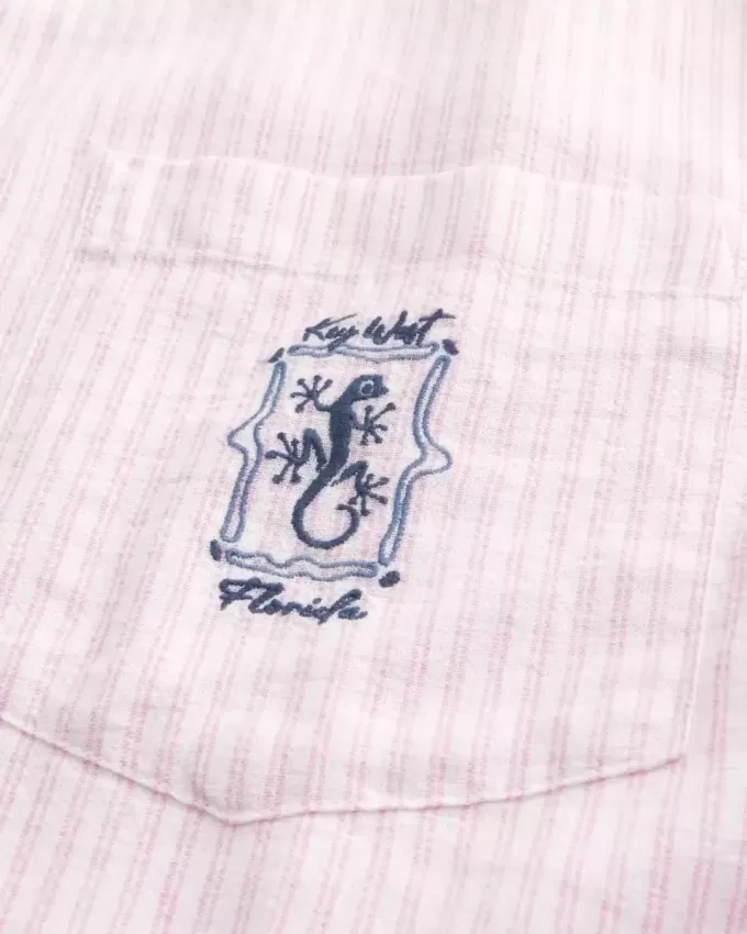 Boxy Linen-Blend Short-Sleeve Key West Graphic Shirt Boxy Linen-Blend Short-Sleeve Key West Graphic Shirt