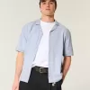 Boxy Linen-Blend Short-Sleeve Shirt
