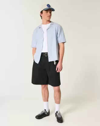 Boxy Linen-Blend Short-Sleeve Shirt