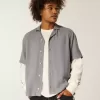 Boxy Linen-Blend Short-Sleeve Textured Shirt Boxy Linen-Blend Short-Sleeve Textured Shirt