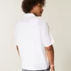 Boxy Linen-Blend Short-Sleeve Textured Shirt