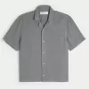 Boxy Linen-Blend Short-Sleeve Textured Shirt Boxy Linen-Blend Short-Sleeve Textured Shirt