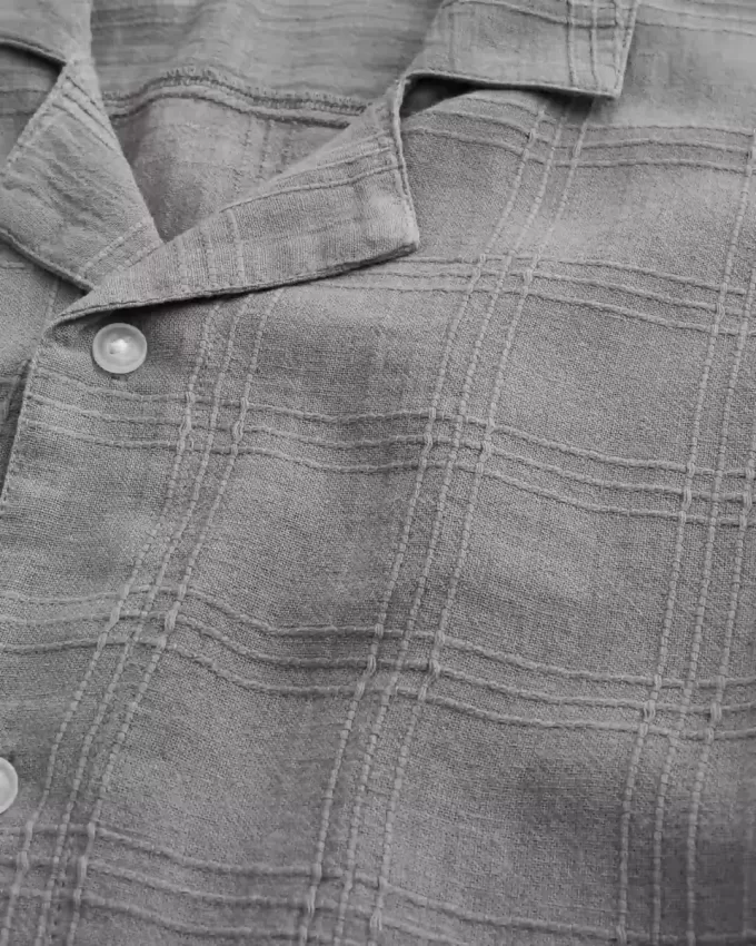Boxy Linen-Blend Short-Sleeve Textured Shirt Boxy Linen-Blend Short-Sleeve Textured Shirt