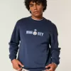 Boxy Manchester City FC Graphic Crew Sweatshirt Boxy Manchester City FC Graphic Crew Sweatshirt