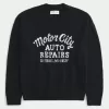 Boxy Motor City Auto Repairs Graphic Crew Sweater Boxy Motor City Auto Repairs Graphic Crew Sweater