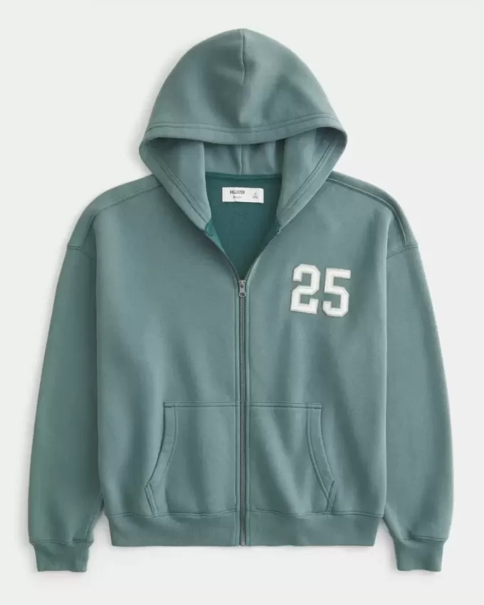 Boxy Number Graphic Zip-Up Hoodie Boxy Number Graphic Zip-Up Hoodie