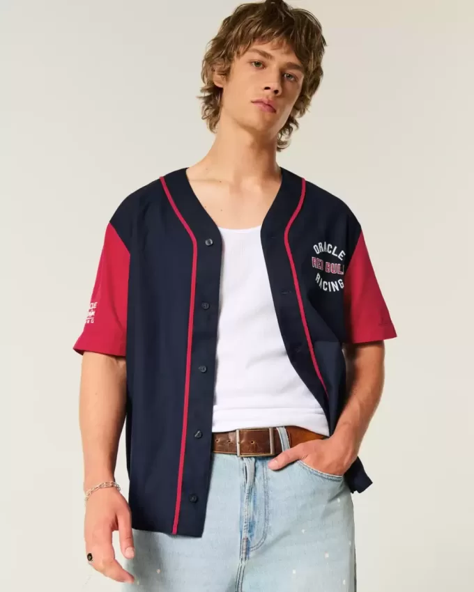 Boxy Oracle Red Bull Racing Baseball Jersey Boxy Oracle Red Bull Racing Baseball Jersey