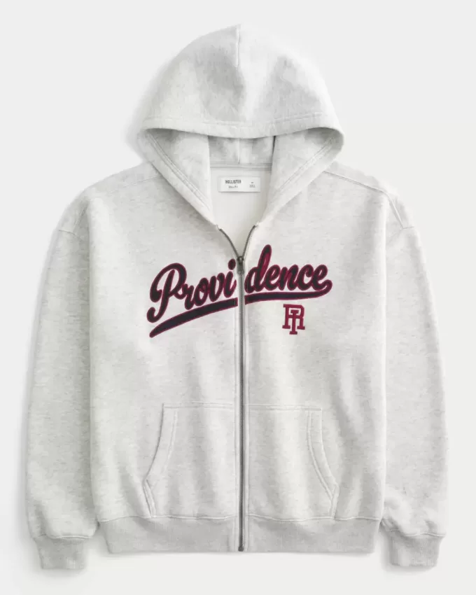 Boxy Providence Rhode Island Graphic Zip-Up Hoodie Boxy Providence Rhode Island Graphic Zip-Up Hoodie