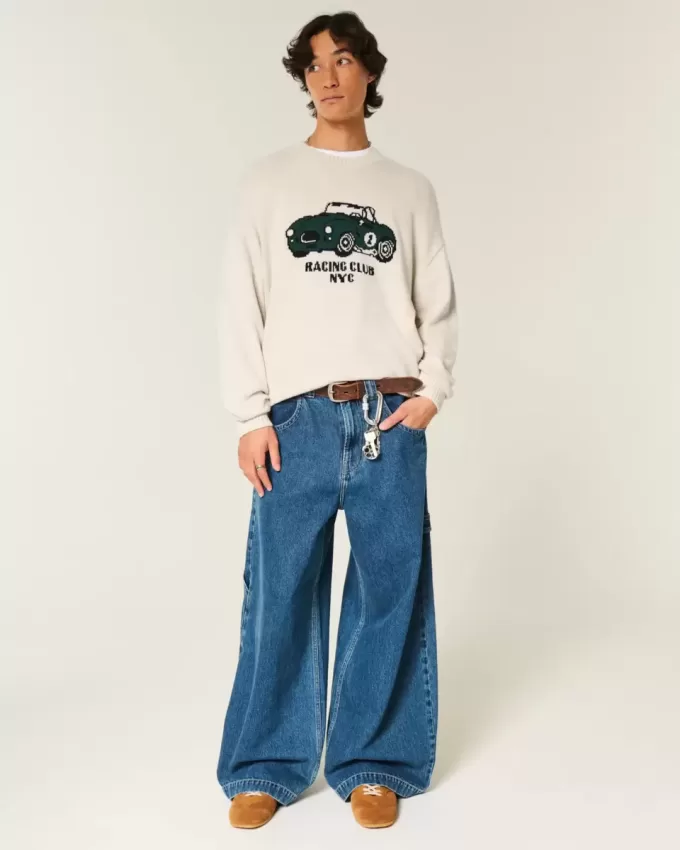 Boxy Racing Graphic Crew Sweater Boxy Racing Graphic Crew Sweater