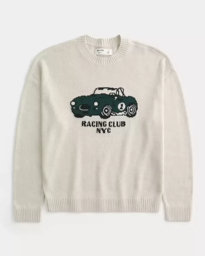 Boxy Racing Graphic Crew Sweater Boxy Racing Graphic Crew Sweater