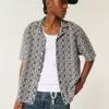 Boxy Short-Sleeve Crochet-Style Shirt