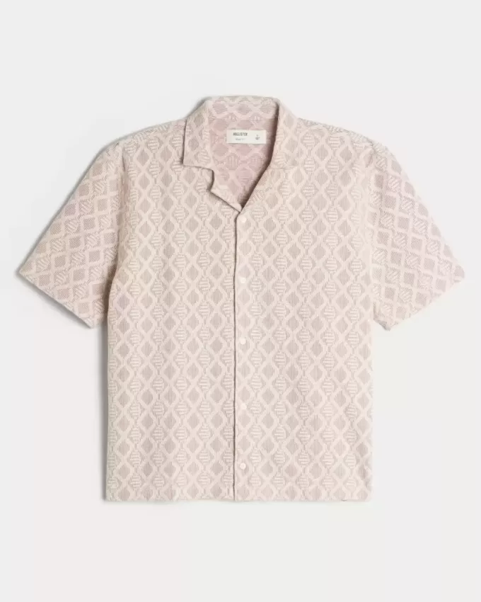 Boxy Short-Sleeve Crochet-Style Shirt