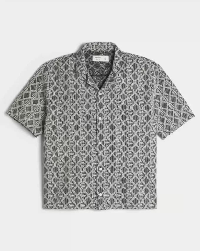 Boxy Short-Sleeve Crochet-Style Shirt