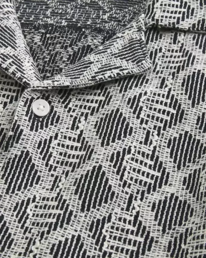 Boxy Short-Sleeve Crochet-Style Shirt