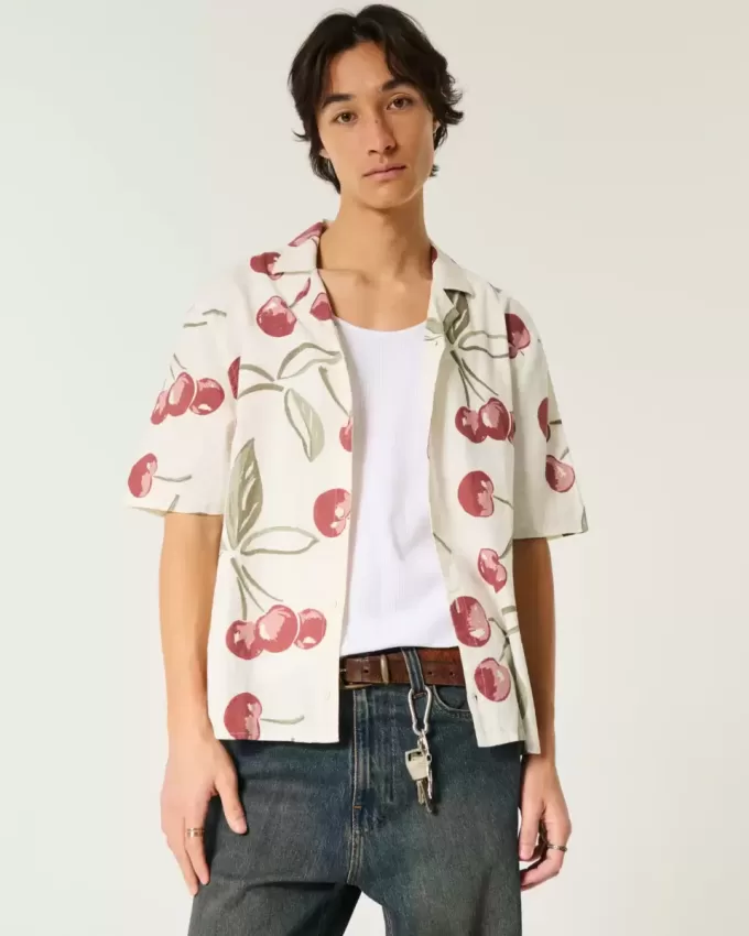 Boxy Short-Sleeve Linen-Blend Shirt Boxy Short-Sleeve Linen-Blend Shirt