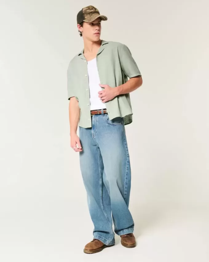Boxy Short-Sleeve Linen-Blend Shirt Boxy Short-Sleeve Linen-Blend Shirt