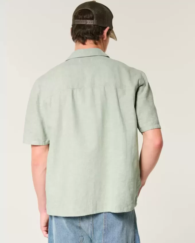 Boxy Short-Sleeve Linen-Blend Shirt Boxy Short-Sleeve Linen-Blend Shirt