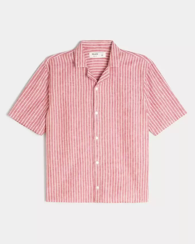 Boxy Short-Sleeve Linen-Blend Shirt Boxy Short-Sleeve Linen-Blend Shirt