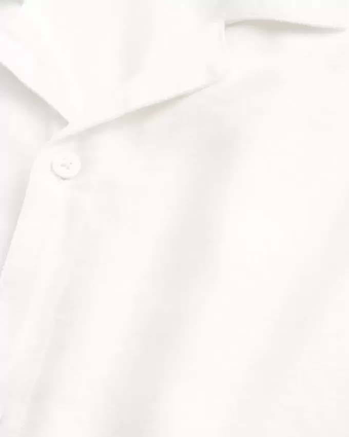 Boxy Short-Sleeve Linen-Blend Shirt