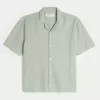 Boxy Short-Sleeve Linen-Blend Shirt Boxy Short-Sleeve Linen-Blend Shirt