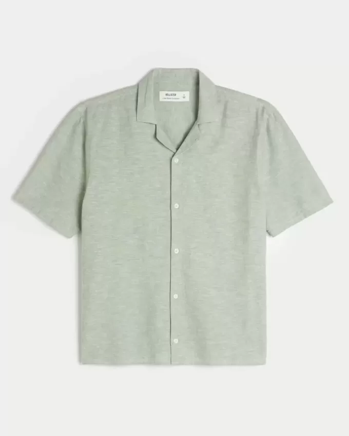 Boxy Short-Sleeve Linen-Blend Shirt Boxy Short-Sleeve Linen-Blend Shirt
