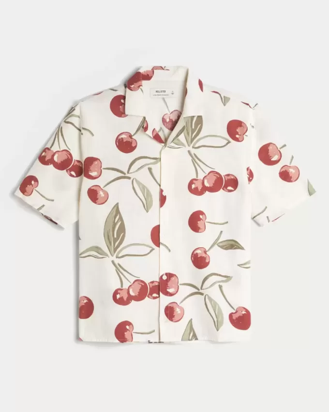 Boxy Short-Sleeve Linen-Blend Shirt Boxy Short-Sleeve Linen-Blend Shirt