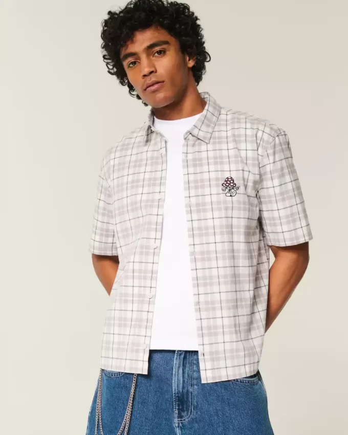 Boxy Short-Sleeve Mushroom Graphic Shirt Boxy Short-Sleeve Mushroom Graphic Shirt