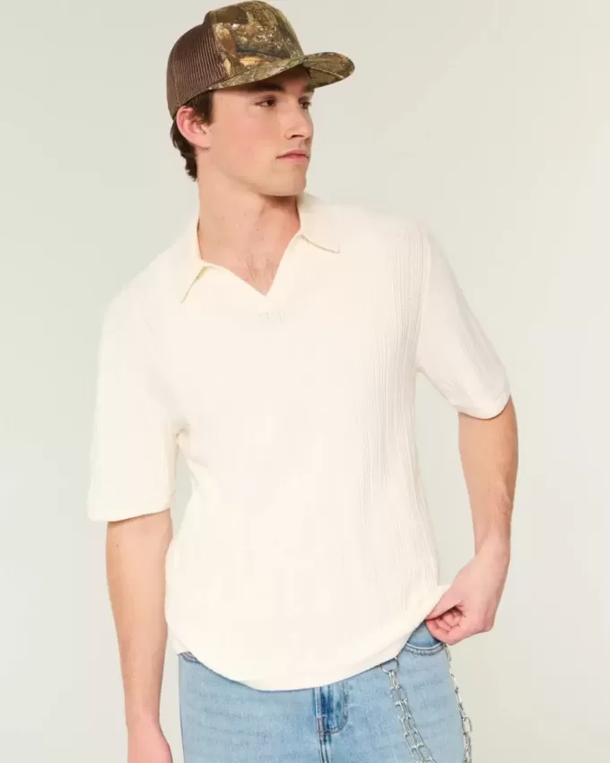 Boxy Short-Sleeve Sweater Polo Boxy Short-Sleeve Sweater Polo