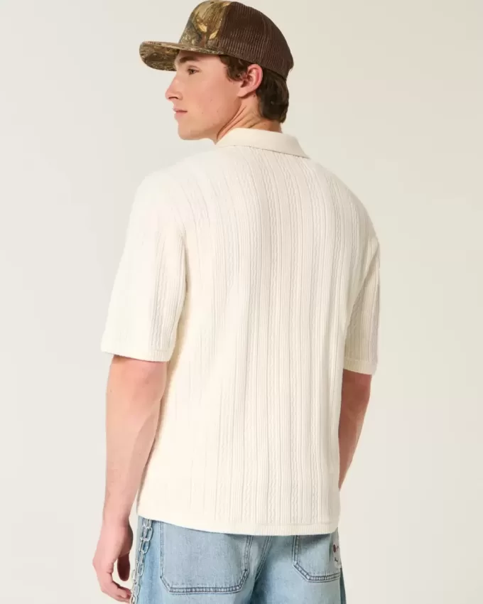 Boxy Short-Sleeve Sweater Polo Boxy Short-Sleeve Sweater Polo