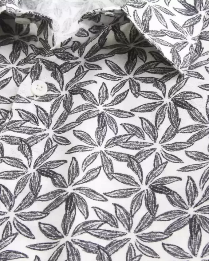 Boxy Tropical Pattern Linen-Blend Shirt Boxy Tropical Pattern Linen-Blend Shirt