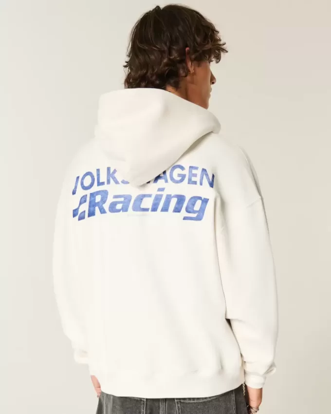 Boxy Volkswagen Racing Graphic Zip-Up Hoodie Boxy Volkswagen Racing Graphic Zip-Up Hoodie