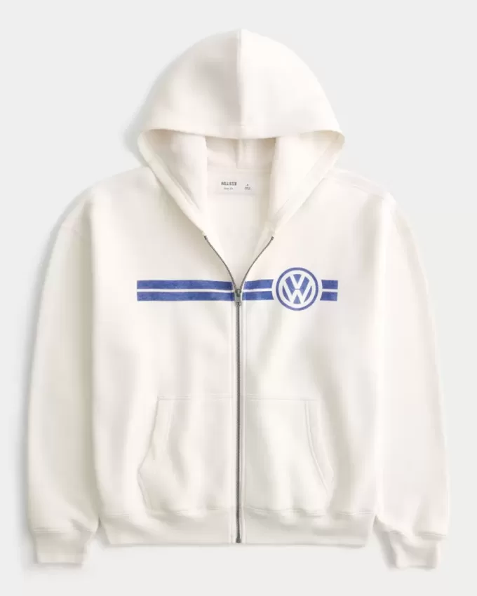 Boxy Volkswagen Racing Graphic Zip-Up Hoodie Boxy Volkswagen Racing Graphic Zip-Up Hoodie