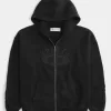 Boxy Zip-Up Flame Graphic Hoodie Boxy Zip-Up Flame Graphic Hoodie