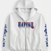 Boxy Zip-Up Hawaii Graphic Sweatshirt Boxy Zip-Up Hawaii Graphic Sweatshirt