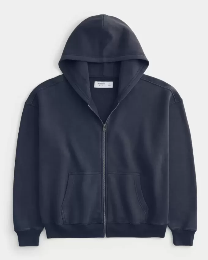 Boxy Zip-Up Hoodie