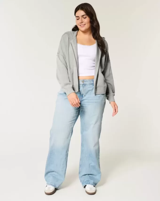 Boxy Zip-Up Sweater Hoodie Boxy Zip-Up Sweater Hoodie