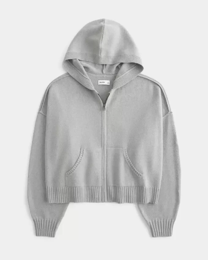 Boxy Zip-Up Sweater Hoodie Boxy Zip-Up Sweater Hoodie